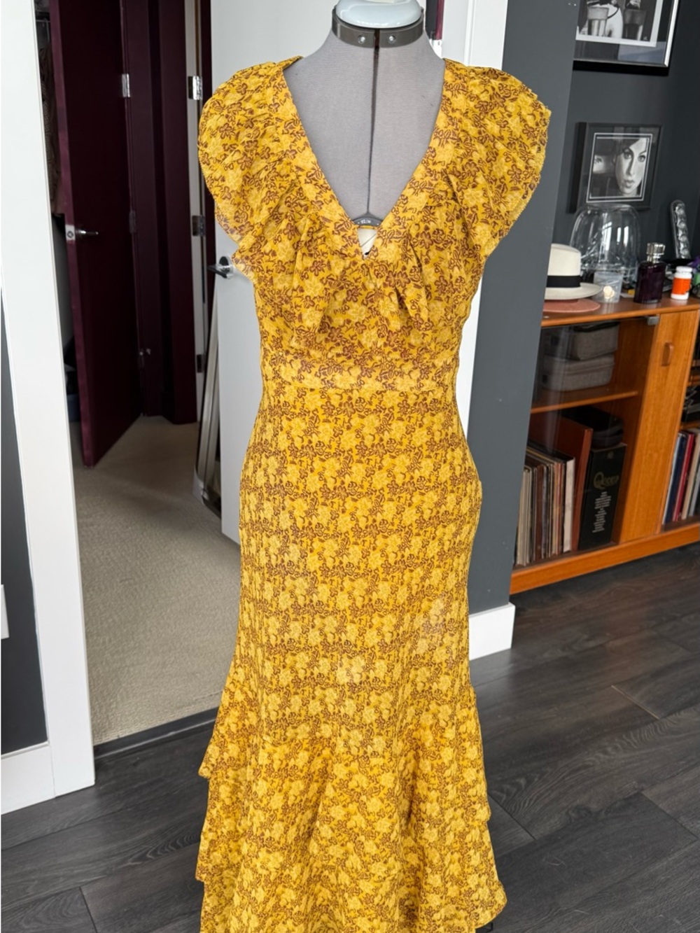 Ted Baker Yellow Print Silk Maxi Dress